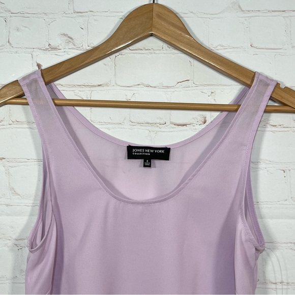 New Jones New York Collection Camisole Tank Top Size 4 Purple Chiffon Sheer - Picture 2 of 8